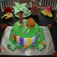 Luau Party Cake Single layer 9" x 13" with 3 layer 9"--BC, MMF, and Gum PasteI made this for my niece's birthday.