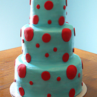Aqua & Red Polka Dot Cake 