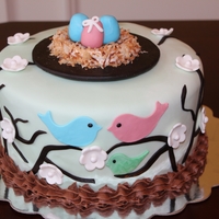 Triplet Baby Shower Cake Shower cake for triplets (two boys and a girl). 10" pound cake with fresh strawberry filling and smbc covered in fondant. I admittedly...