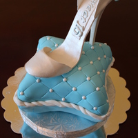 Cinderella Sweet Sixteen 6-inch pillow cake (red velvet with whipped vanilla bean frosting). Gumpaste shoe topper. All edible.