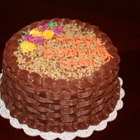 Chocolate Basketweave Birthday Cake Fall themed birthday cake with chocolate buttercream basketweave