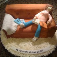 Teacher Appreciation Cake This is a teacher passed out on the couch with her laptop, grading papers.