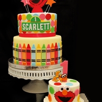 Elmo First Birthday Cake Here is a collaboration of 2 minds. Kristin and I work together and during our breaks, we would talk about the perfect cake for Scarlett!...