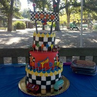 Racing Cars Cake My friends 2-year old is a huge fan of Cars2, so I was tasked in creating a racing cake for his birthday. 3-tiers of chocolate, vanilla and...
