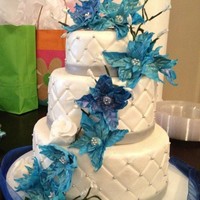 New Year's Bridal Shower A bridal shower cake. Cake is mmf. Flowers are gumpaste.