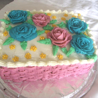 Flowers With Basketweave Cake 