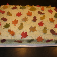 Fall Theme Cake Buttercream with fondant leaves