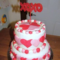 My First Fondant Cake This is the first fondant cake I ever made. I used Rhonda's MMF and it was a dream to work with. This was for the valentines day cake...