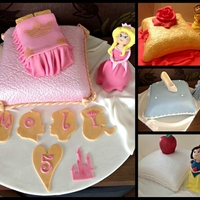 Princess Pillows A cake I made for my Niece for her 5th Birthday.She couldn't decide on which Princess she wanted so I made all 4 for her lol
