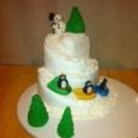 Sledding Down Mountain I carved the cake and covered in fondant