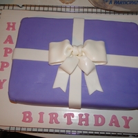 Birthday Gift Cake I made for a coworker. Yellow cake with Strawberry & banana custard filling, buttercream icing.