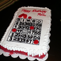 Bingo! I used the Wilton's number cutout's for ALL the numbers. This was one of my first one's...not perfect, but I like the idea...