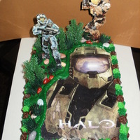 Video Game Cake This cake has alot of secrets. It was last minute and made for my brother. Tried to include things from the game that I have no idea about...