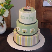Stroller Fun Cake First time covering a whole tier with fondant stripes. Over all I'm pretty please with the cake, stripes are so/so. I designed this...