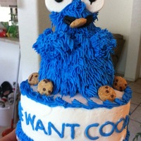 Cookie Monster Cake Chocolate cake with buttercream icing