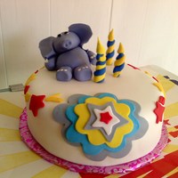 Elephant In The Clouds! My second fondant cake and first time making a gumpaste figure. Covered the cake in fondant, and everything else is fondant except the...