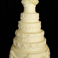 Texture-Piped Wedding Cake All hand-piped, multiple times to create the textured look on all tiers (except swags the bottom tier of course)