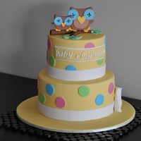 Sweet Owl Baby Shower Cake Owl toppers made to match the invitation