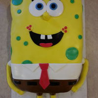 Spongebob Squarepants! Marble cake with chocolate and vanilla icing. Covered in MMF.