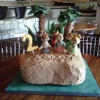 Alvin And Chipmunks Cake 1 Vanilla cake with chocolate IMBC, figures are RKT and modeling chocolate