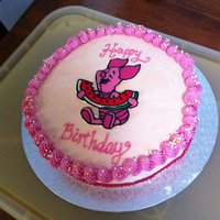 Piglet Birthday Cake My First Frozen Buttercream Transfer, on a chocolate cherry filled cake for my Birthday :)The transfer method was actually really easy and...