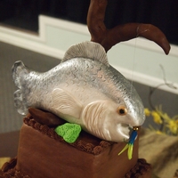 Fish Grooms Cake Chocolate cake with chocolate buttercream.. made for a groom who likes to fish.