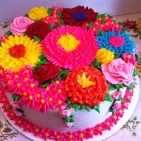 Bouquet Of Flowers italian cream cake with cream cheese icing and butter cream flowers.. for administrative assistant's day.