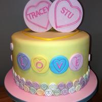 Love Heart Sweets Themed Engagement Cake *
