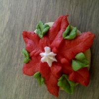 Poinsettia Sugar Cookie Playing around with sugar cookies and I saw this poinsettia flower on a cake. I wanted to try it out and it turned out rather cute. Thanks...