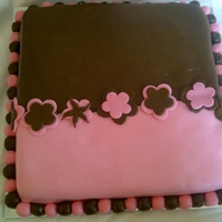 Pink And Brown Baby Shower Cake This is my 1st fondant cake. Made with 10 inch square vanilla cake and MMF. Love how this turned out.
