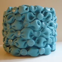 First Attempt At "billowing" This is a 6* WASC covered in white chocolate ganache and decorated using the billow technique. Thank you for looking!