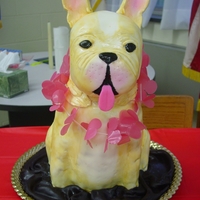 French Bulldog Couple owned a Frenchie and were married in Hawaii. (They put the lei on the cake.)