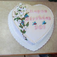 90 Th Birthday Heart dogwood flowers rolled fondantwith pattern on the sides