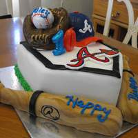 Atlanta Braves Birthday Cake Home plate made from cake... the rest is sculpted from cereal treats.