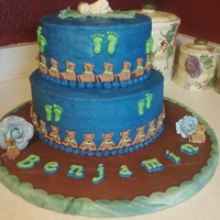 Baby And Footprints Shower Cake