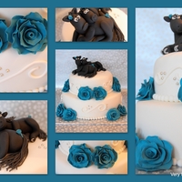 Horse Weddingcake Wedding cake with two horses and blue roses.