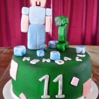 First Minecraft Cake Steve And A Creeper Made From Fondant First "minecraft" cake. Steve and a creeper made from fondant.
