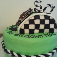 It's All Down Hill fondant dale ernheart race car on checkerd hill