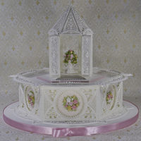 Royal Icing Paneled Cake With Royal Icing Gazebo Topper Royal icing paneled cake with royal icing gazebo topper