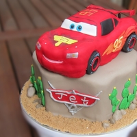 Lightning Mcqueen Cake Car was made by RKT, covered with modelling chocolate and then fondant. The rock was chocolate mud cake. Thanks heaps for Lingin's...