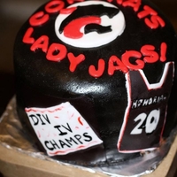 Lady Jags Division Champs Small yellow cake, chocolate buttercream in celebration of my niece's high school basketball team winning the Division Championship.