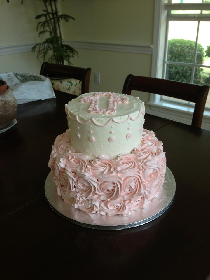 Girl Baptism Cake girl baptism cake - vanilla swiss meringue buttercream and chocolate cake - my first attempt at stringwork!