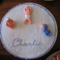 Christening Cake With Babies Vanilla sponge with handmade fondant babies