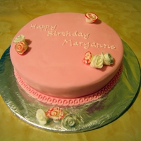 Pink Rose Birthday Vanilla sponge with buttercream & jam filling