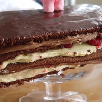 Raspberry And Chocolate Opera Cake A recipe from the "great british bake off" cook book. Chocolate sponge with chocolate ganache, french buttercream, chocolate...