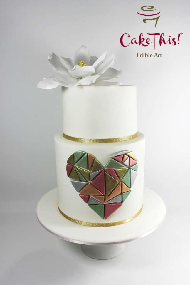 Rice Paper Magnolia Wedding Cake 