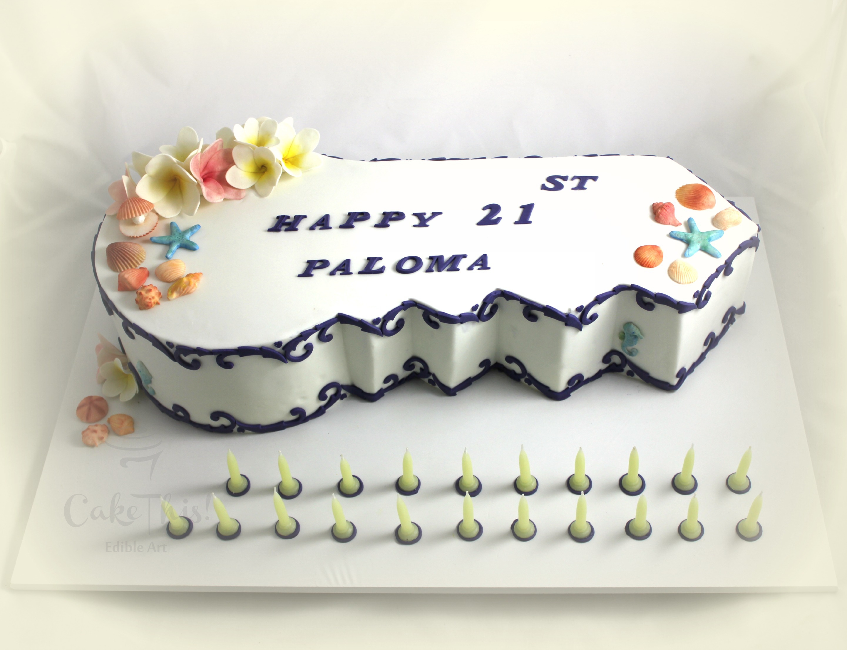 21St Birthday Key Cake The iconic 21st key cake with sugar shells and sugar frangipani