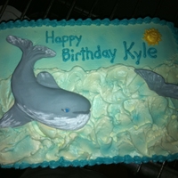 Whale Of A Cake Ocean with whales birthday cake. I hand sculpted the whales