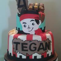 Jake Amp The Neverland Pirates Cake 6 And 10 Tiers In Double Chocolate With Chocolate Buttercream Icing And Covered In Fondant Treas Jake & the Neverland Pirates Cake - 6" and 10" tiers in double chocolate with chocolate buttercream icing and covered in...