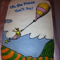 Oh The Places You'll Go First cake I'm uploading! Just got into it a few months ago so still learning alot! Half chocolate/Half white cake, the balloon and...